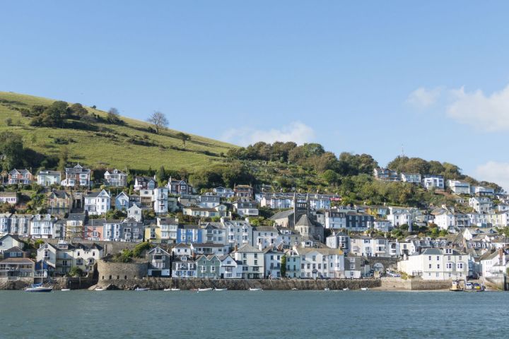 Scene of riverside properties in Devon
